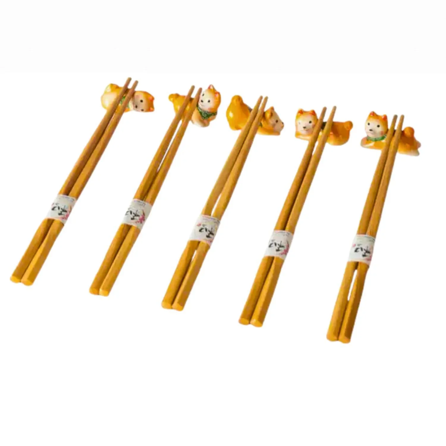 5 PIECE SHIBA INU CHOPSTICKS AND REST SET - Image 2