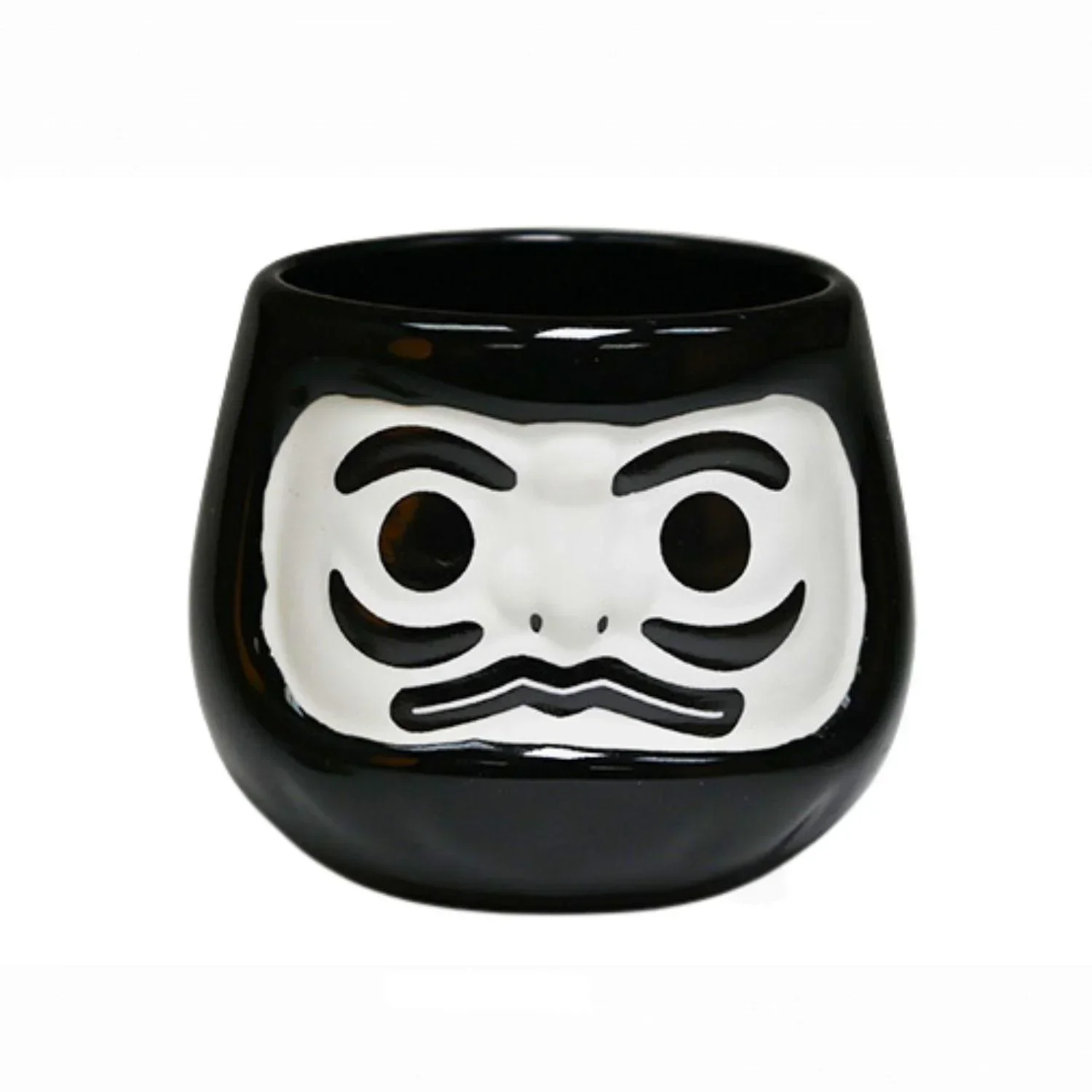 6OZ 2.5"H TEA CUP LUCKY DARUMA BLACK