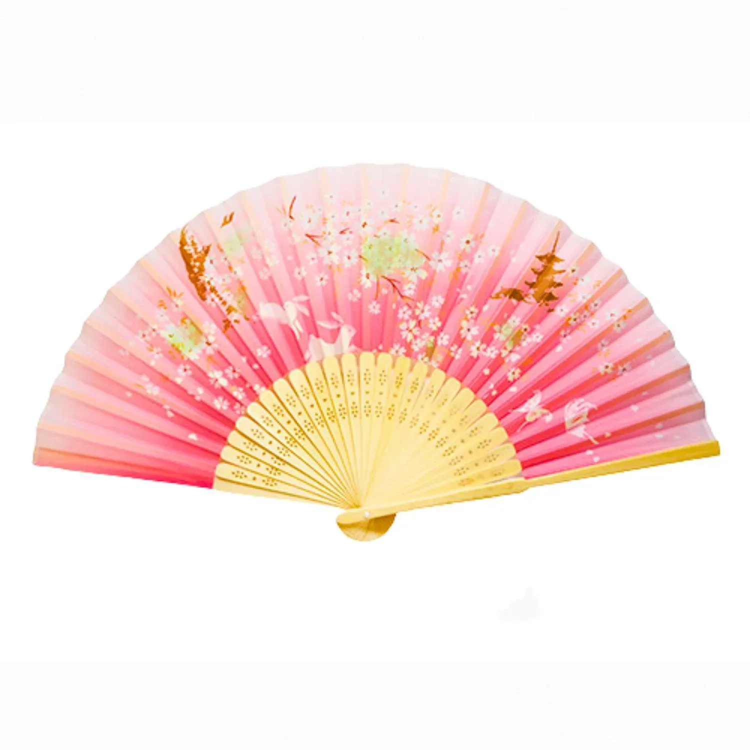 9"L POLY FAN W/BB HNDL-PK/SAKURA RABBIT
