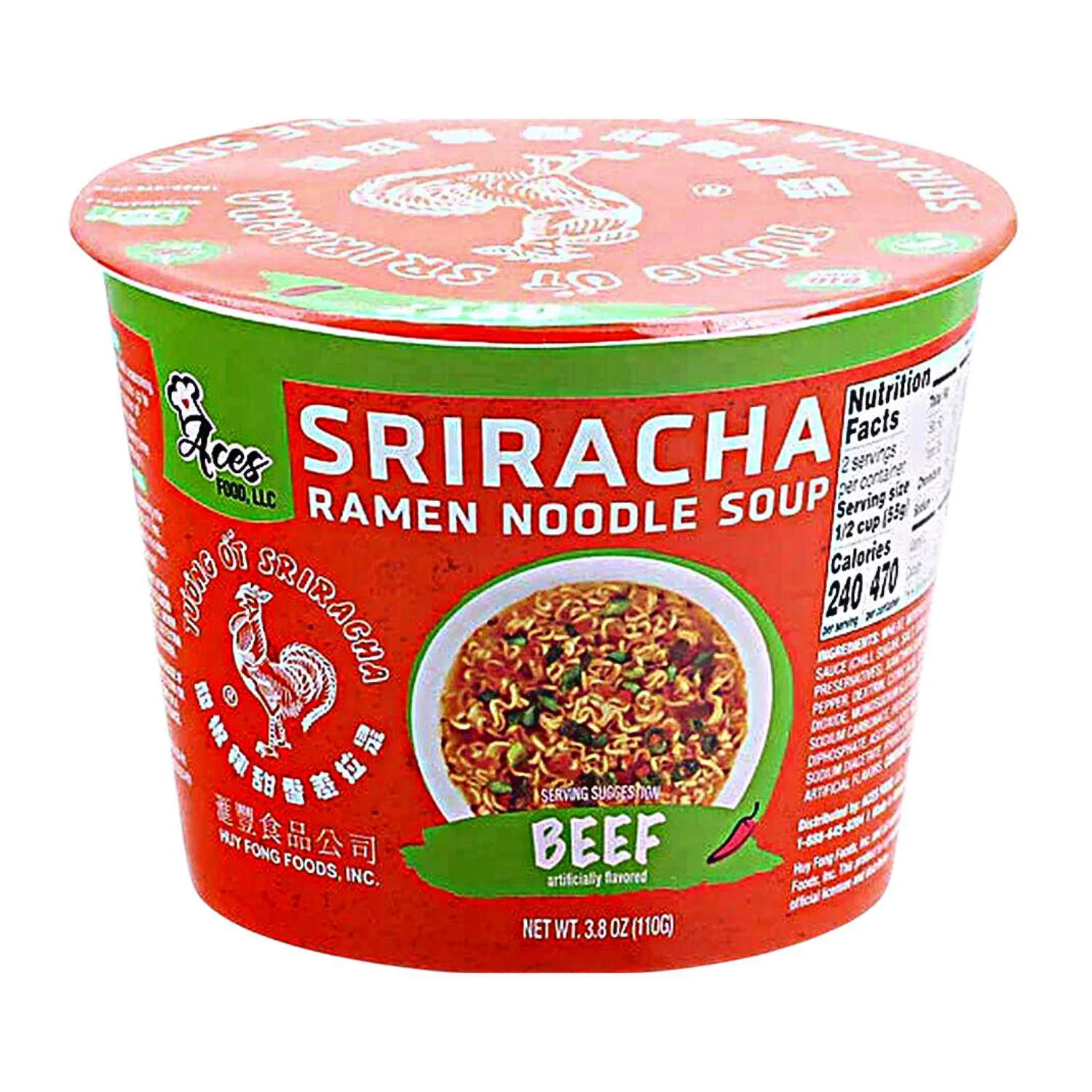ACES SRIRACHA RAMEN BOWL BEEF 3.80OZ