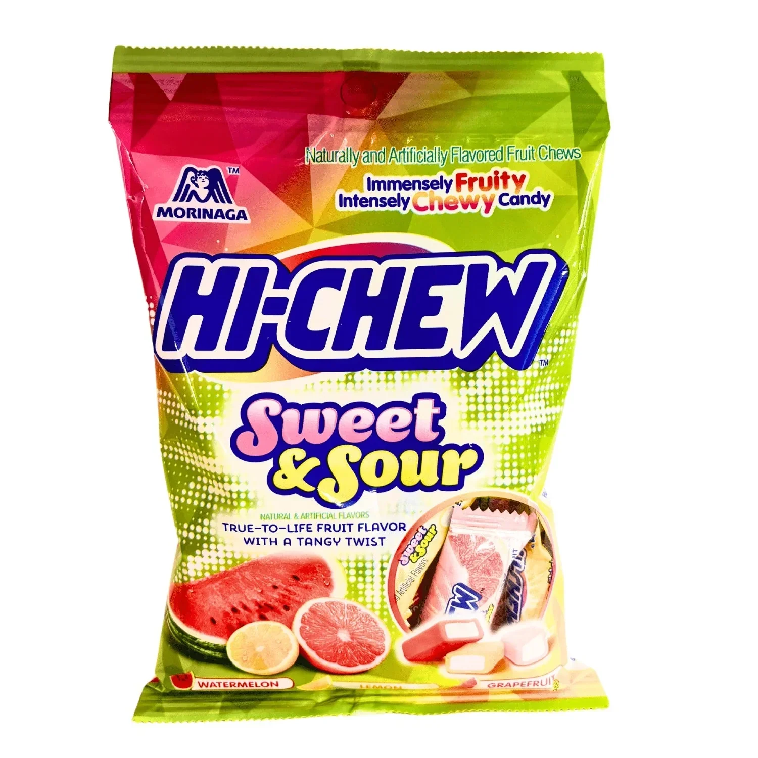MORINAGA HI-CHEW SWEET AND SOUR MIX 3.17OZ/90G (WATERMELON, GRAPEFRUIT, LEMON)
