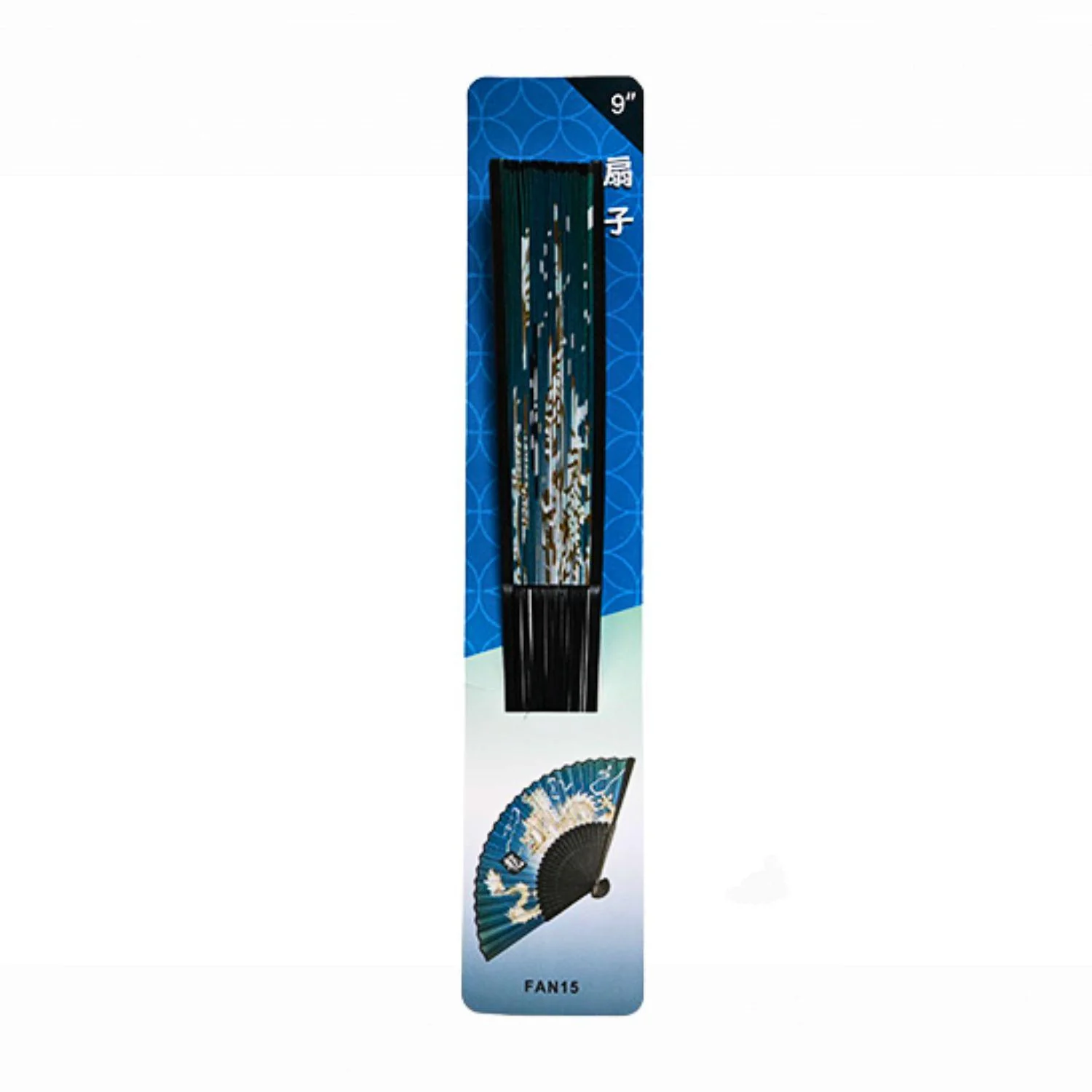 DRAGON - 9"L POLY FAN W/BAMBOO HANDLE - Image 2