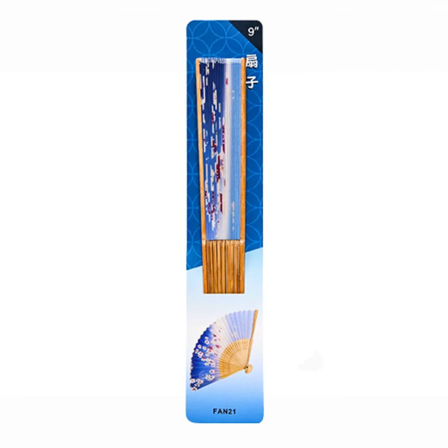 FLOWER - 9"L POLY FAN W/BAMBOO HANDLE Copy - Image 2