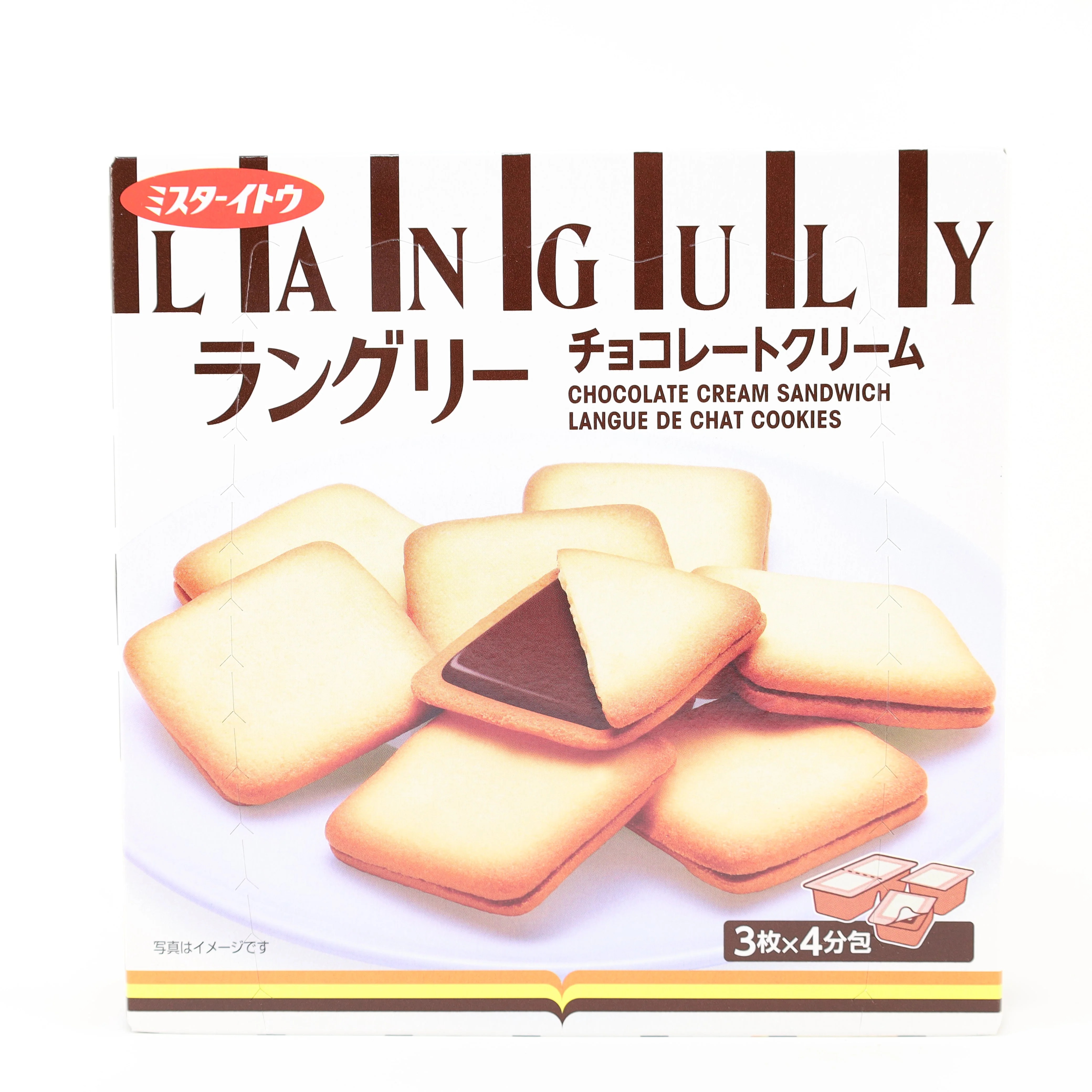 Mr.ITOH CHOCOLATE CREAM SANDWICH LANGULY DE CHAT COOKIES 12P 4.57OZ/129.6G