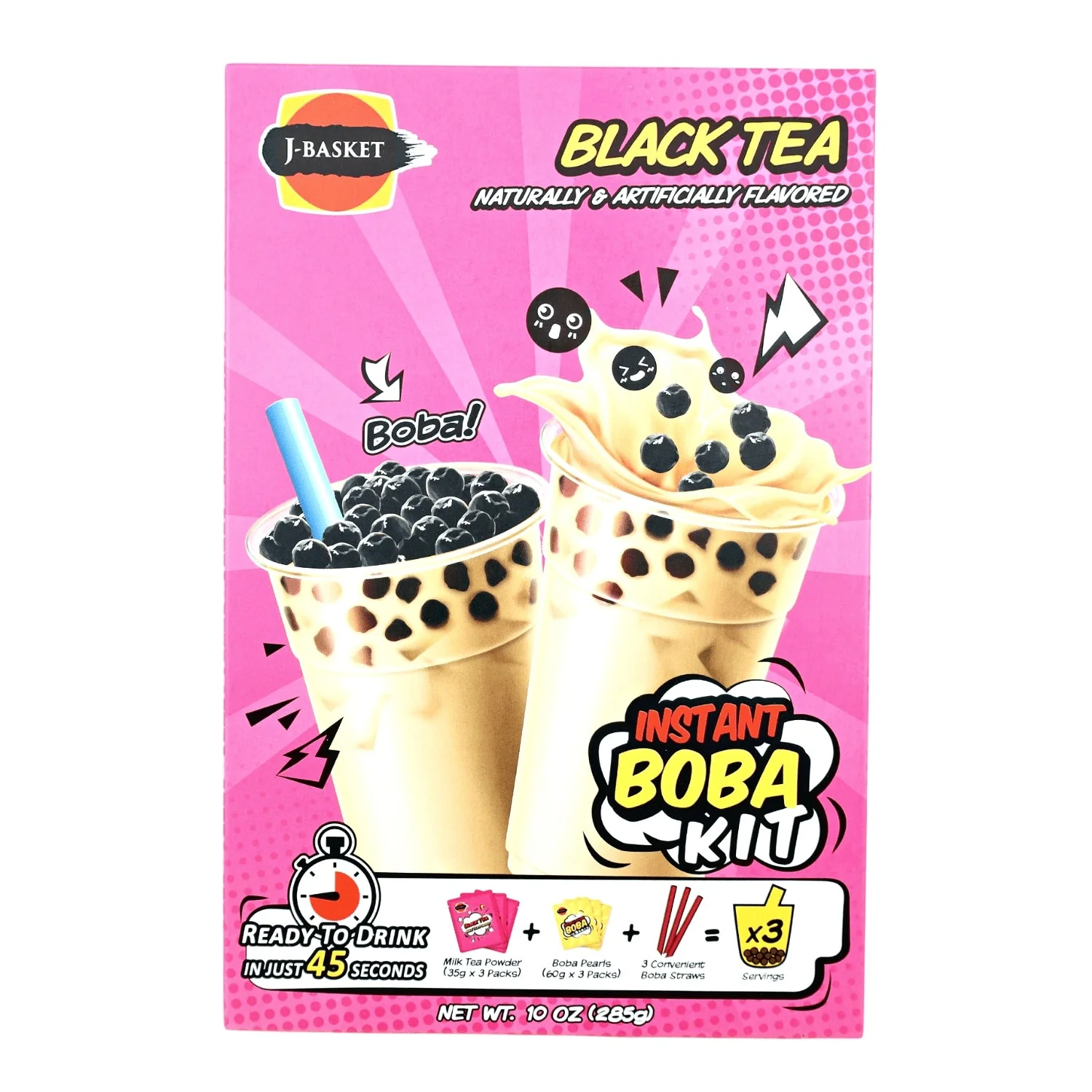 J BASKET BLACK TEA BOBA KIT 10OZ/285ML  3P