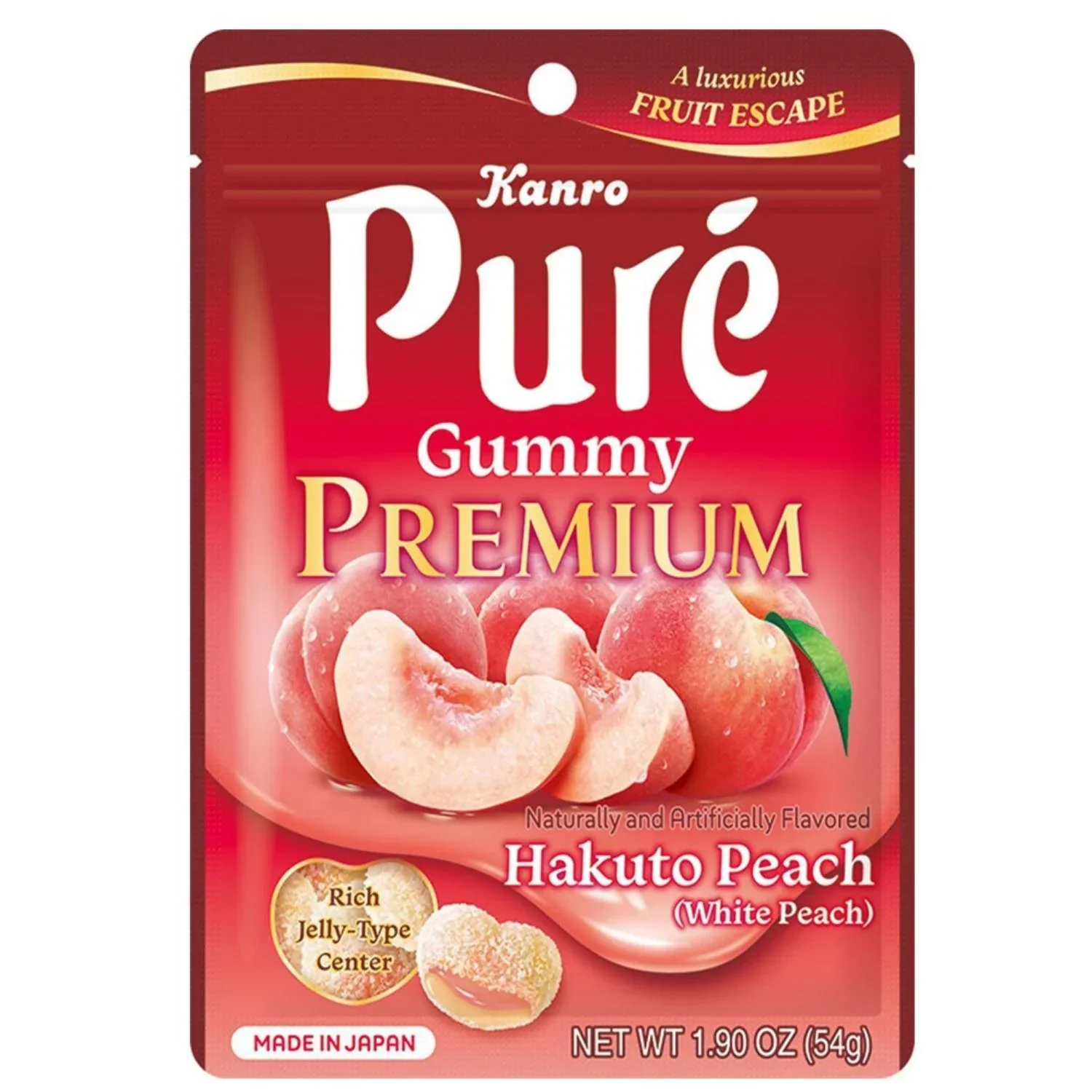 KANRO PURE GUMMY PREMIUM HAKUTO PEACH 1.90OZ/54G