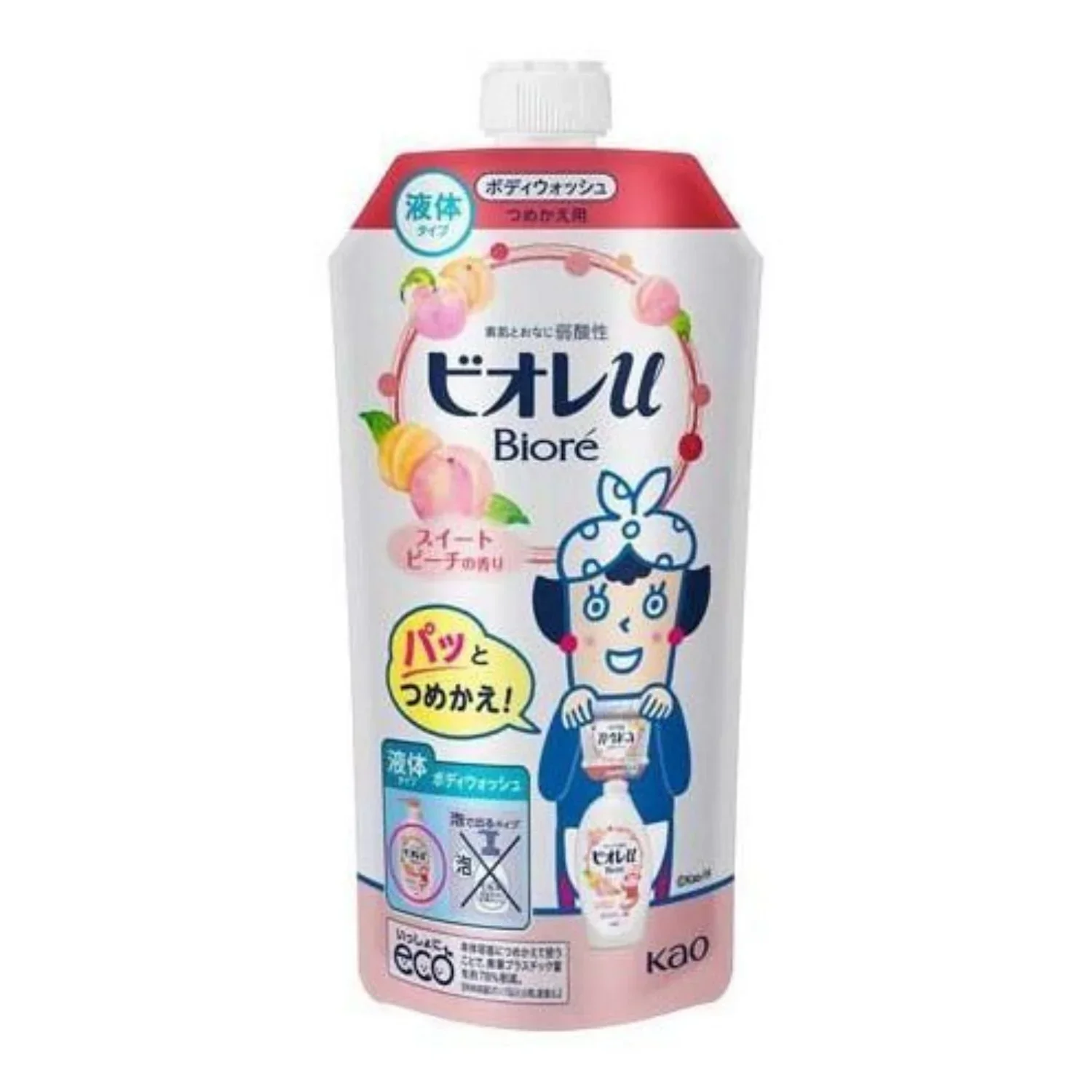 KAO BIORE U BODY SOAP SWEET PEACH REFILL 11.5OZ