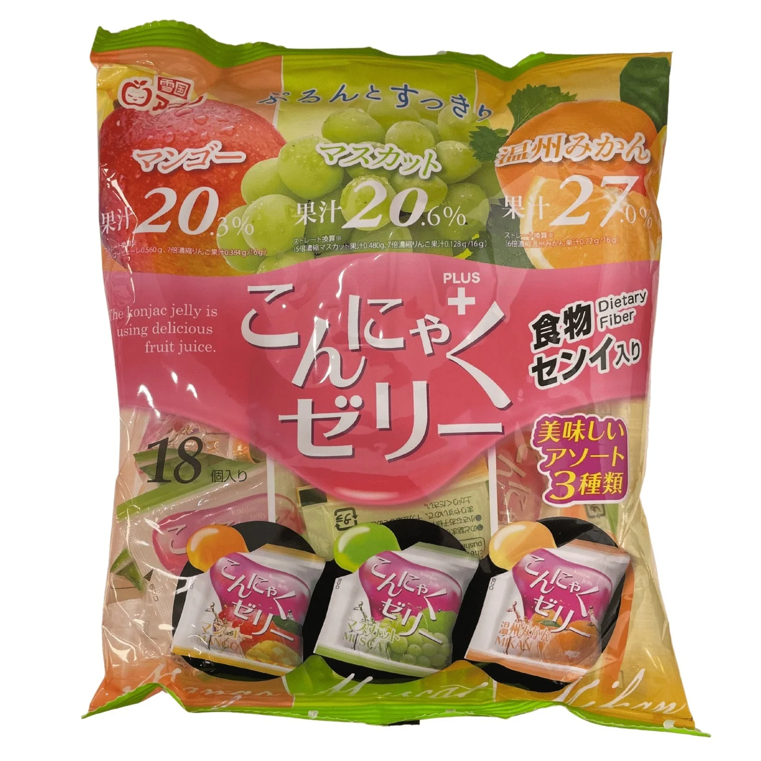 KONNYAKU JELLY MIX (MANGO/MUSCAT/MIKAN) 18P/101OZ/288G