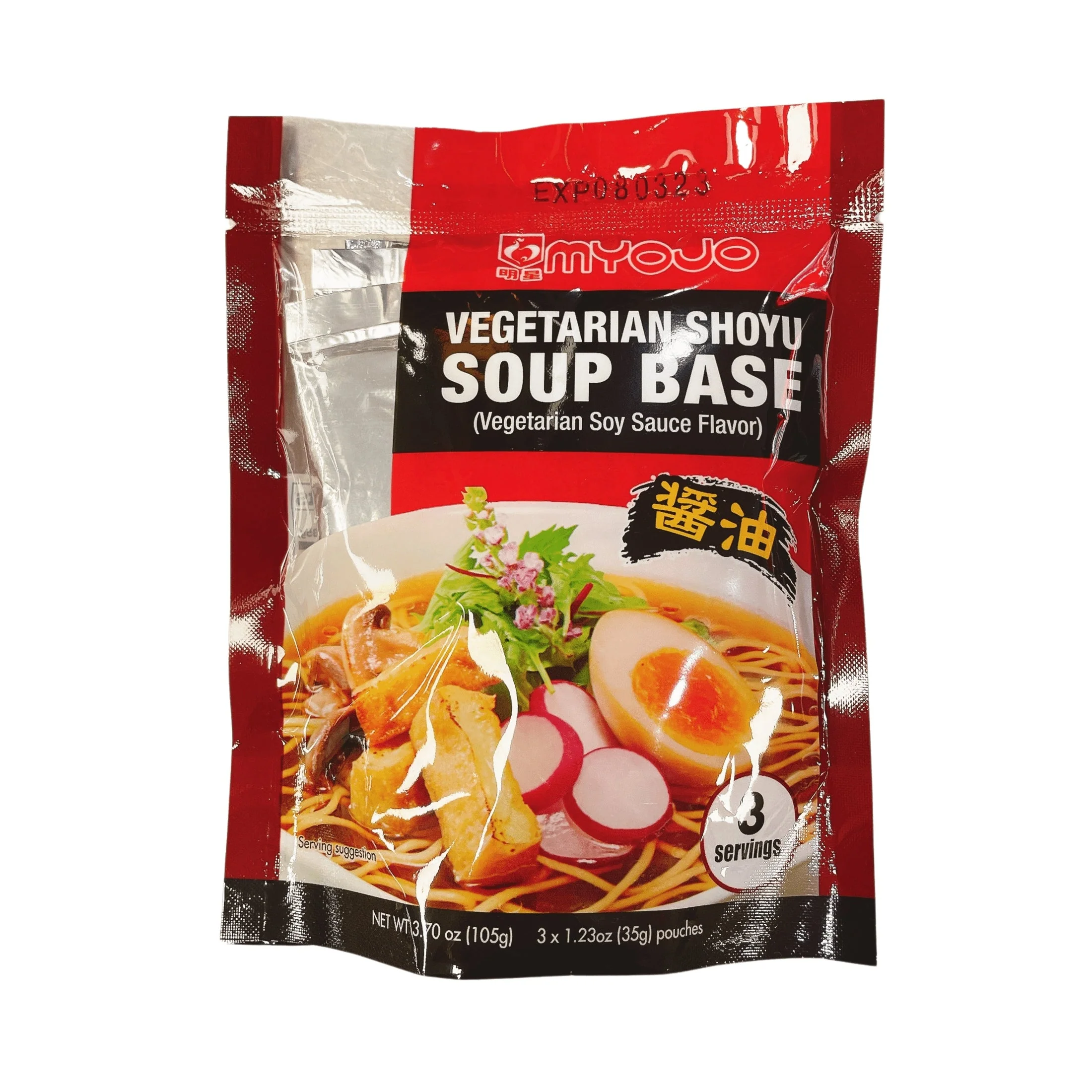 MYOJO JAPANESE STYLE RAMEN SOUP VEGETARIAN SHOYU 3 PACKS / 1.23OZ(35G) PER POUCHES