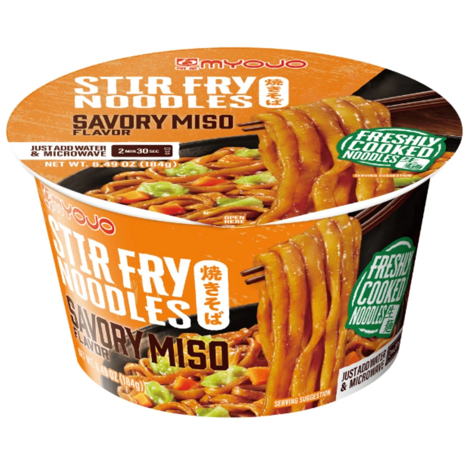 MYOJO BOWL STIR FRY NOODLE SAVORY MISO 6.49OZ/184G