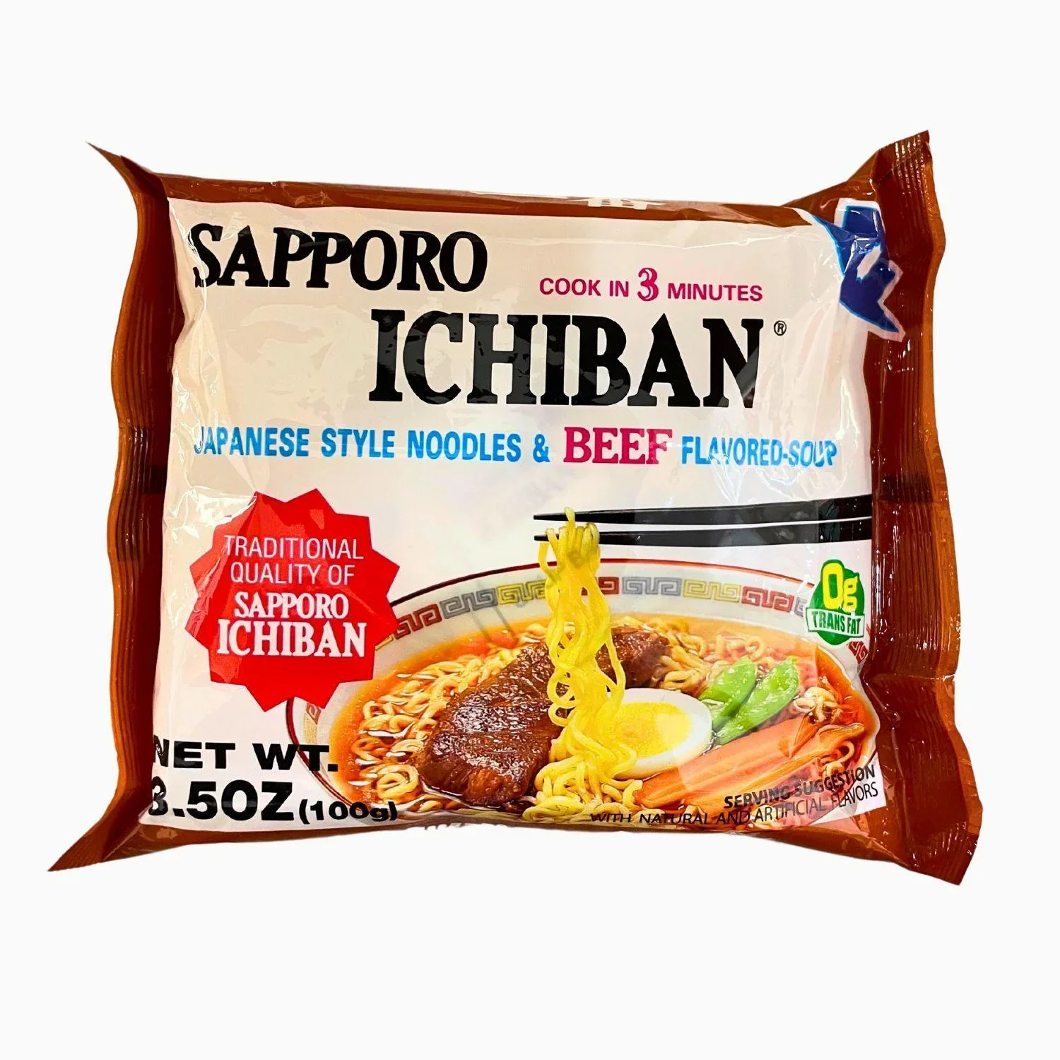 EXPIRING ON 3/6/2026 SAPPORO ICHIBAN BEEF FLAVOR NOODLE 3.5OZ/100