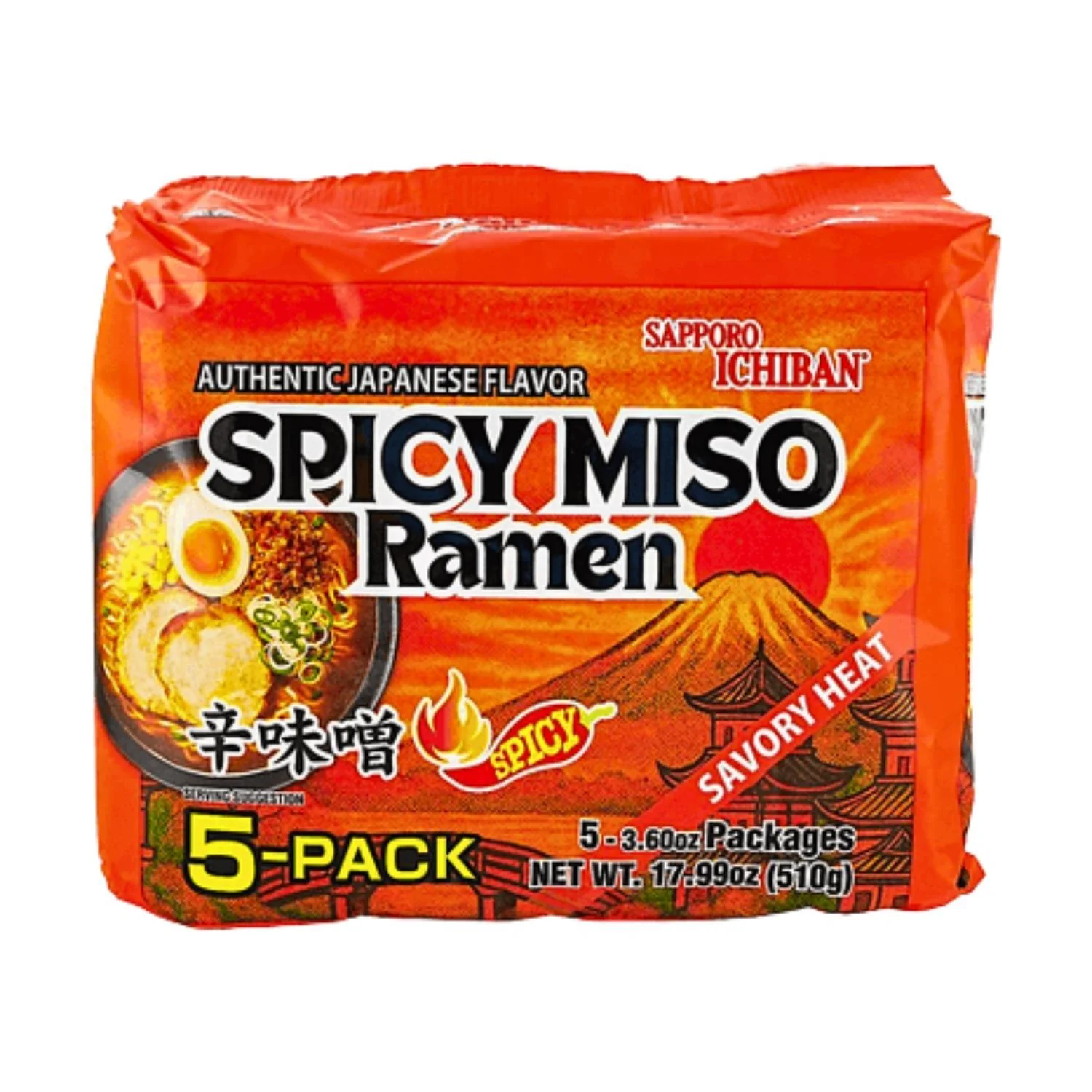 SAPPORO ICHIBAN SPICY MISO RAMEN 5P 17.99OZ