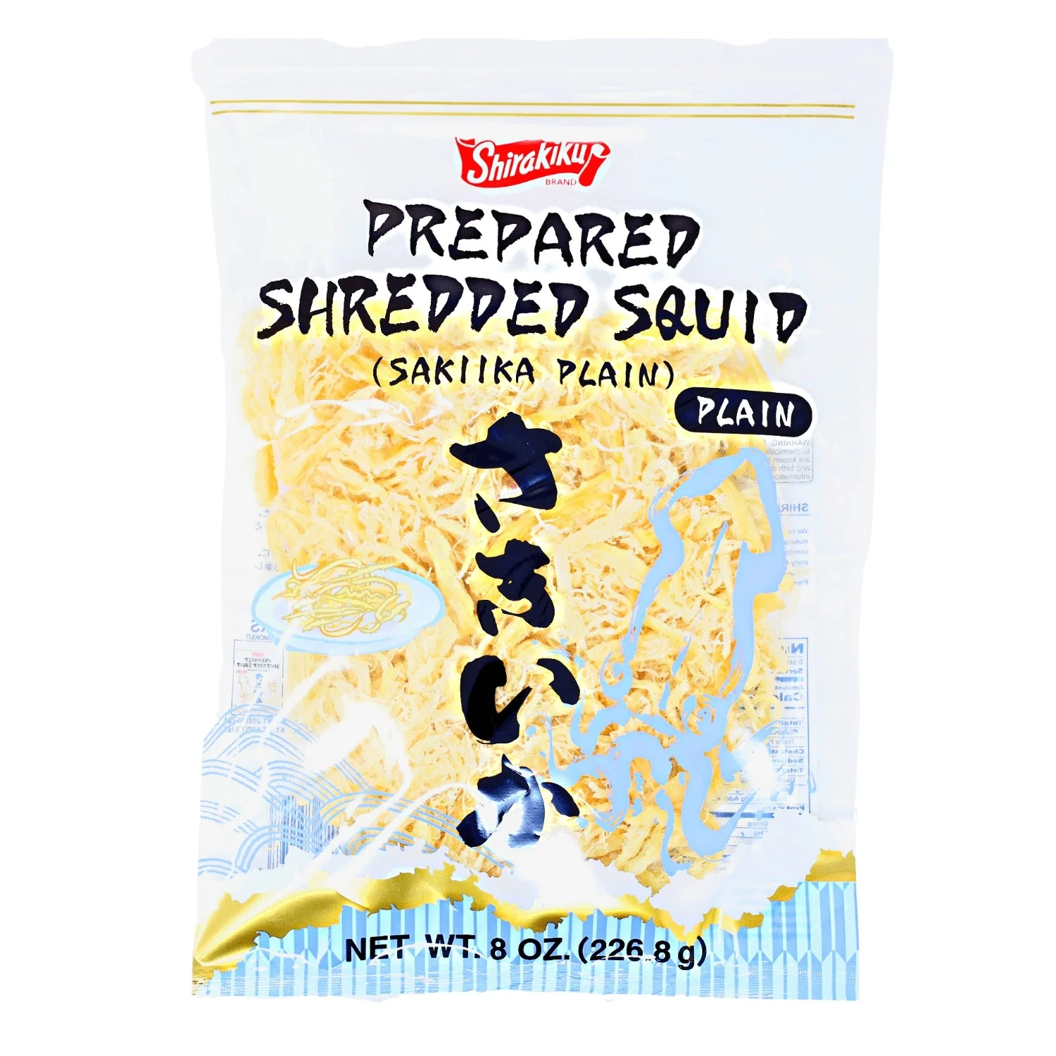 SHIRAKIKU SAKIIKA PREPARED SHREDDED SQUID PLAIN 8OZ/226.8G