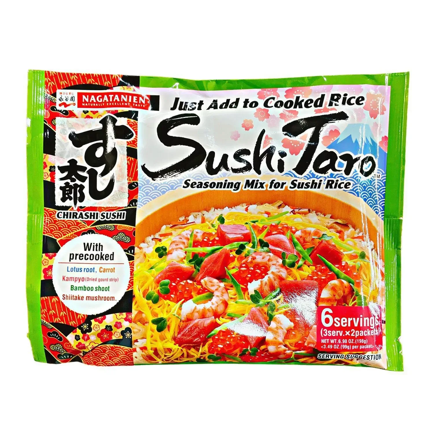 NAGATANIEN SUSHI TARO SEASONING MIX FOR SUSHI RICE 6 SERVNGS 6.98 OZ/198G